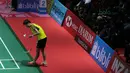 Chen Yufei saat melawan Tai Tzu Ying pada final Indonesia Open 2018 di Istora Senayan, Jakarta, (8/6/2018). Tai Tzu Ying menang 21-23 21-15 21-9. (Bola.com/Nick Hanoatubun)