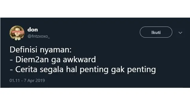 definisi nyaman