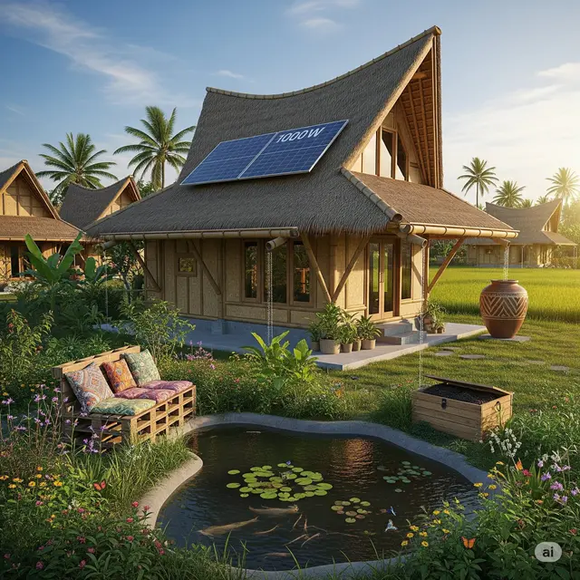 Rumah Eco-Friendly dengan Solar Panel dan Rainwater Harvesting