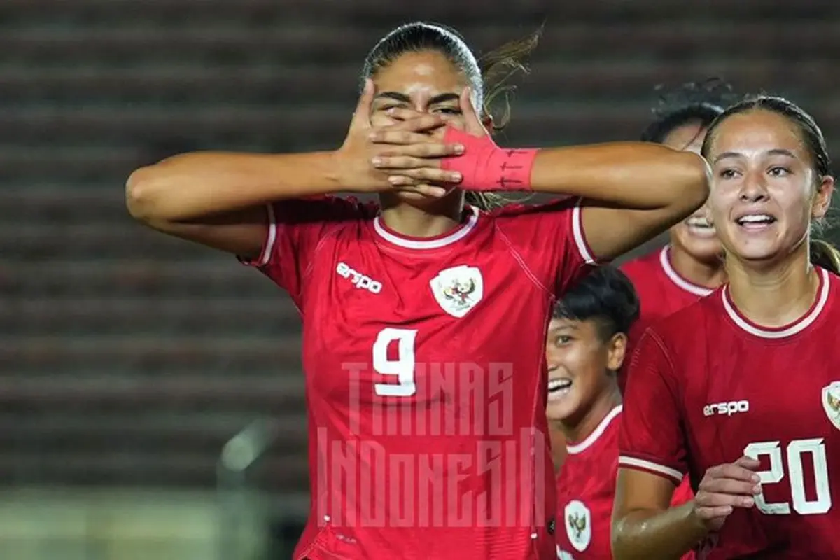 Selebrasi Claudia Scheunemann usai membobol gawang Timnas Wanita Malaysia (c) Dok. PSSI