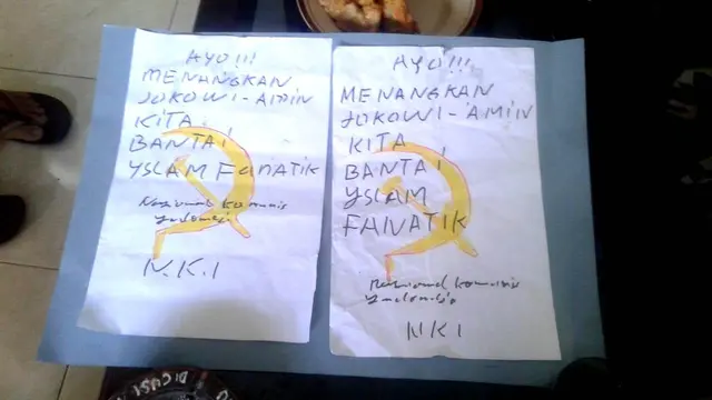 Selebaran Provokatif bergambar lambang palu arit ditemukan di Banyumas, Jawa Tengah. (Foto: Liputan6.com/Bawaslu Banyumas untuk Muhamad Ridlo)