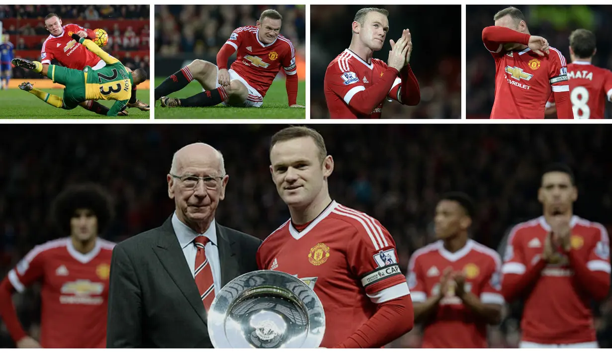 Wayne Rooney, gagal merayakan laga ke-500 bersama Manchester United dengan kemenangan dan gol. Setan Merah harus takluk 1-2 dari Norwich.
