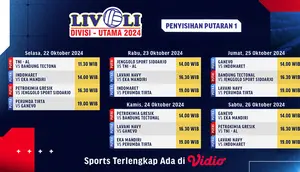 Jadwal dan Live Streaming Livoli Divisi Utama 2024: Putaran Satu di Vidio.com. (sumber: doc.vidio.com)