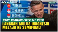 Drawing Piala AFF 2026 digelar Kamis (15/1/2026). Timnas Indonesia tergabung di Grup A bersama Vietnam, Singapura, Kamboja, serta pemenang play-off Brunei atau Timor Leste. Turnamen berlangsung 24 Juli–26 Agustus 2026.