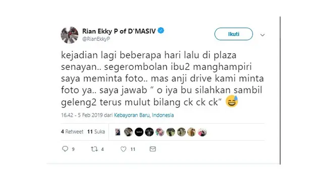 Curhatan Rian d'Masiv Disangka Orang Lain