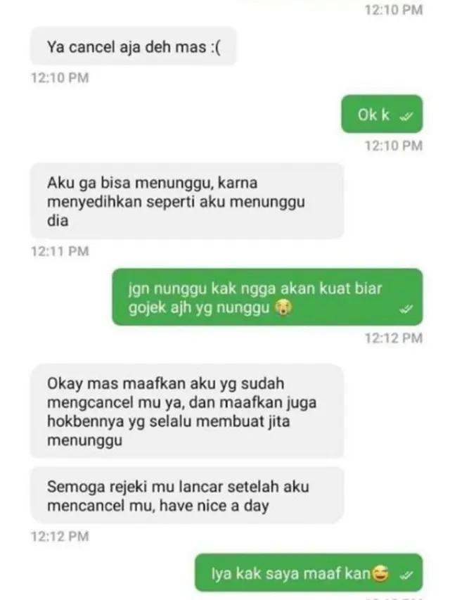 8 Chat Lucu Driver Ojek Online Diminta Menunggu oleh Penumpang