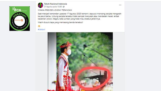 Cek Fakta  menelusuri klaim foto sepucuk senjata mengarah ke perut Jokowi.