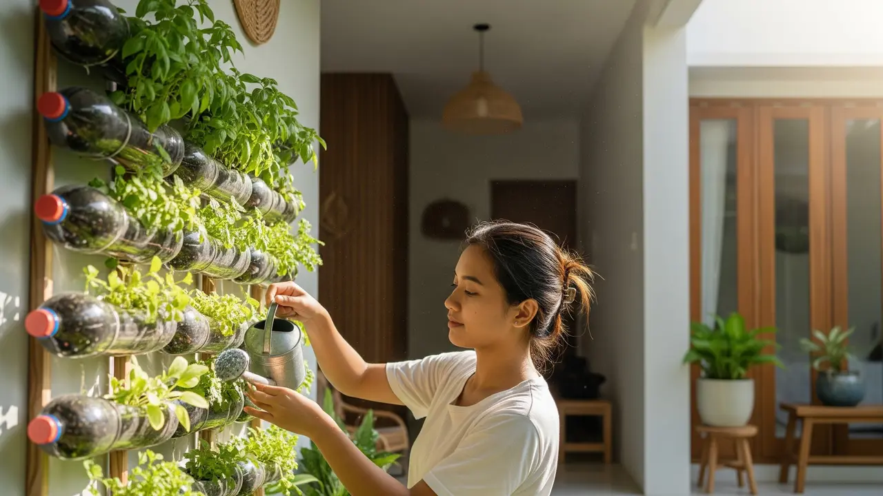 Edible Garden Vertikal dari Botol Bekas