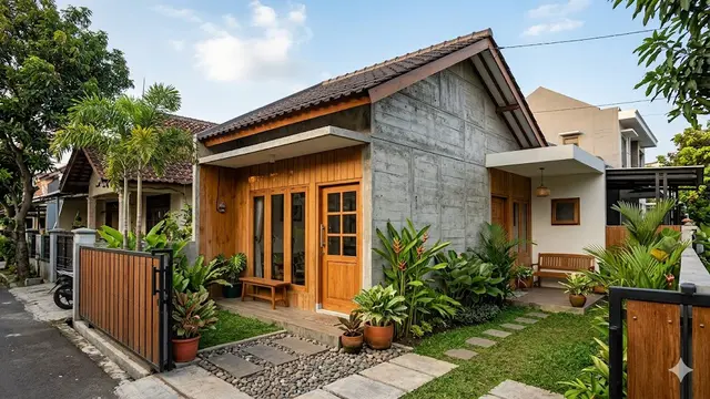 7 Desain Rumah Sederhana dengan Perpaduan Kayu dan Beton Ekspos yang Modern