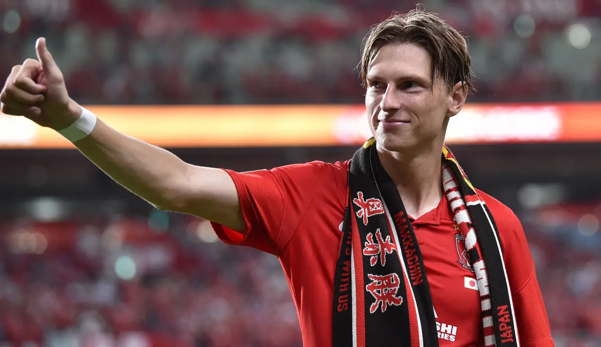 Kasper Junker datang ke Negeri Sakura pada 2021 lalu, bergabung dengan Urawa Red Diamonds di Meiji Yasuda J1 League. (AFP/Kazuhiro Nogi)
