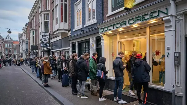Warga Belanda mengantre untuk membeli ganja akibat adanya lockdown.
