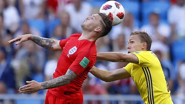 FOTO: 2 Gol Sundulan Pemain Inggris Buat Swedia Tak Berdaya