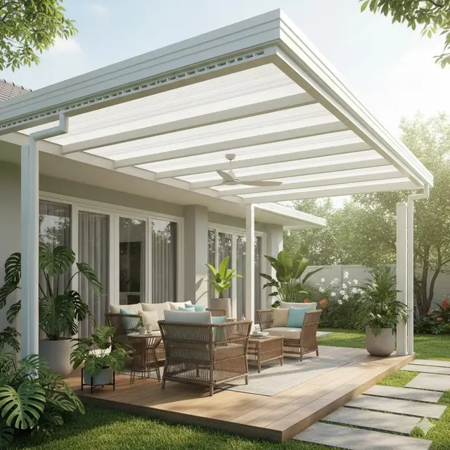 Teras dengan Atap uPVC Double Layer (Gemini AI)