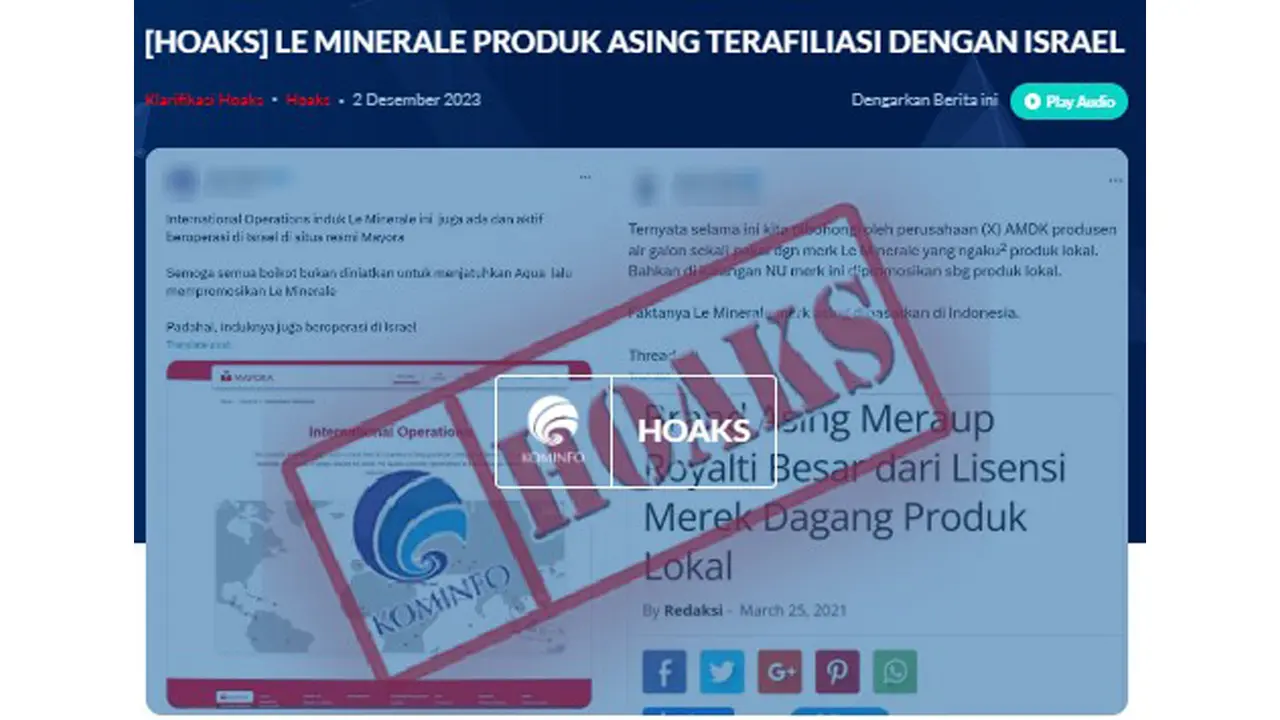 Le Minerale Kembali Jadi Sasaran Hoaks, Ada Upaya Lemahkan Produk Nasional