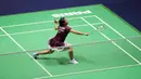 Hingga akhir pertandingan, Gregoria Mariska Tunjung tetap menjaga dan menunjukkan kualitas permainannya. (Dimitar DILKOFF/AFP)