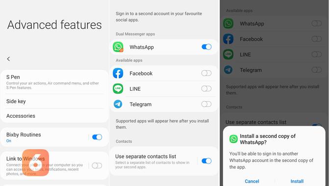 Cara mengaktifkan dua akun WhatsApp pada satu smartphone (Liputan6.com/ Agustin Setyo W)