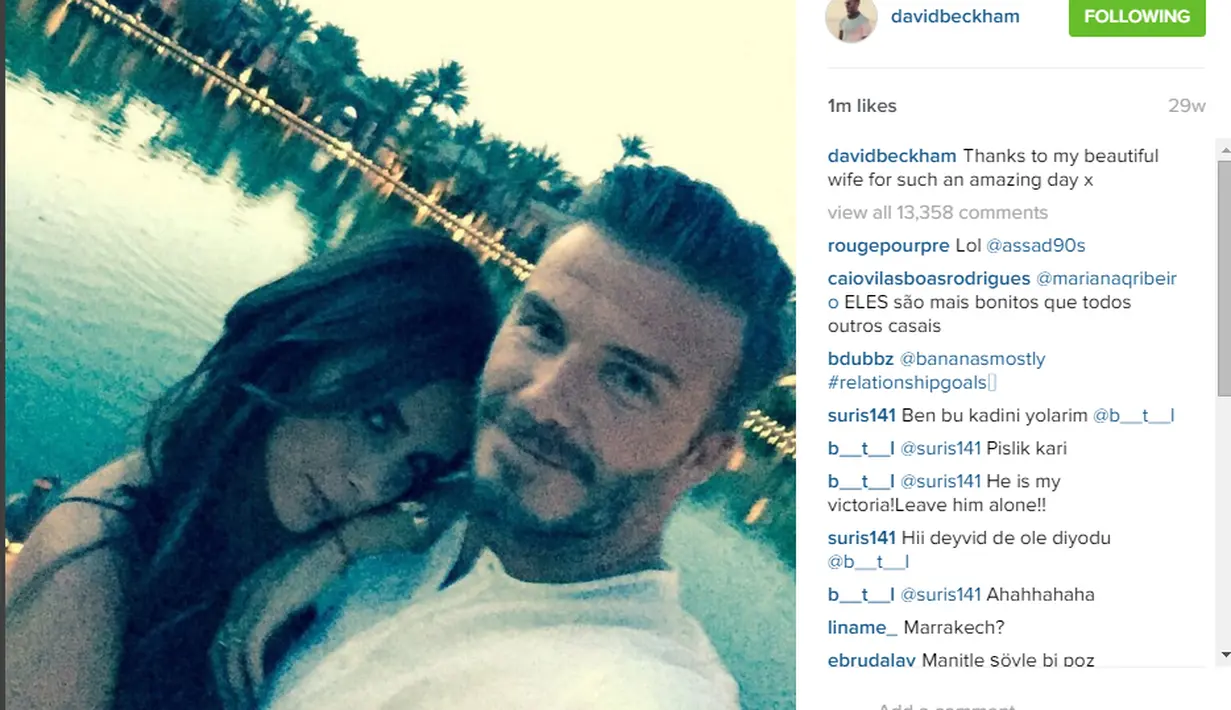 David Beckham saat bersama Istrinya Victoria Bechkam