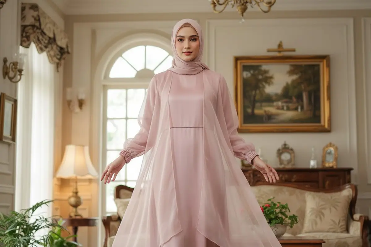 Tren Gamis Layer Modern Rok Depan Pendek untuk Lebaranf