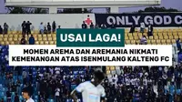 Usai pertandingan, pemain Arema FC bersama Aremania menikmati momen kemenangan atas Isenmulang Kalteng FC. Selebrasi bersama suporter pun menjadi penutup manis setelah Singo Edan meraih hasil positif.