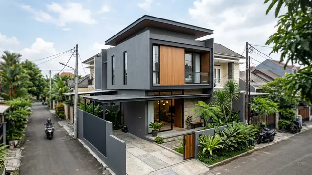 Model Rumah Sederhana di Lahan Sempit tapi Terlihat Mewah (AI Generated)