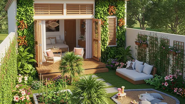 Model Rumah Mungil Tapi Punya Kebun Vertikal dan Teras Cantik yang Asri (Image by Gemini AI)