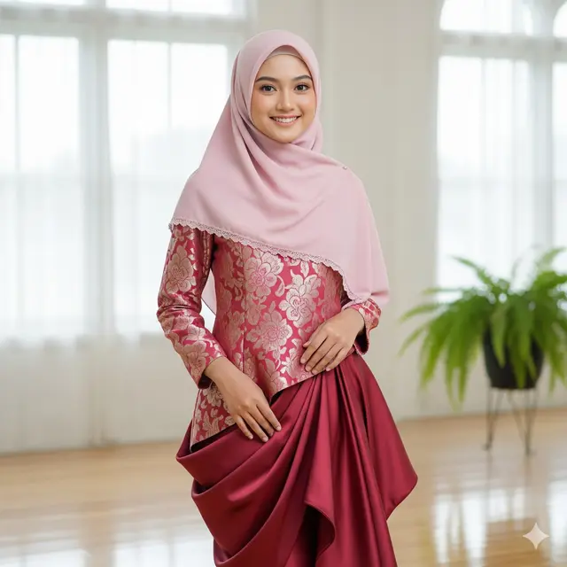 Gamis Brokat Potongan Asimetris