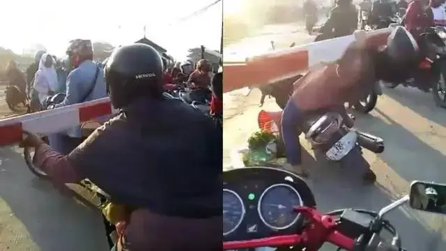 10 Momen Orang Terjebak Palang Pintu Kereta Ini Enggak Patut Ditiru