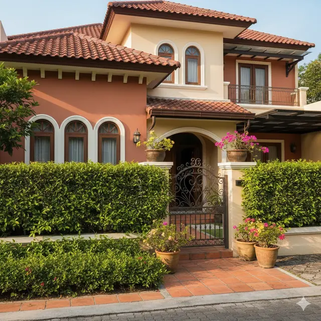 Model Rumah dengan Pagar Teh-Tehan (Foto: Gemini AI)