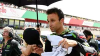 Pembalap Yamaha Tech 3, Johann Zarco selalu menargetkan podium di setiap balapan MotoGP 2017. (Vincenzo PINTO / AFP)