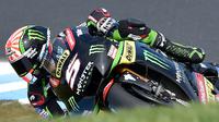 Pembalap Yamaha Tech 3, Johann Zarco mengamankan tempat ketiga kualifikasi MotoGP Australia 2017 di Sirkuit Phillip Island, Sabtu (21/10/2017). (PAUL CROCK / AFP)