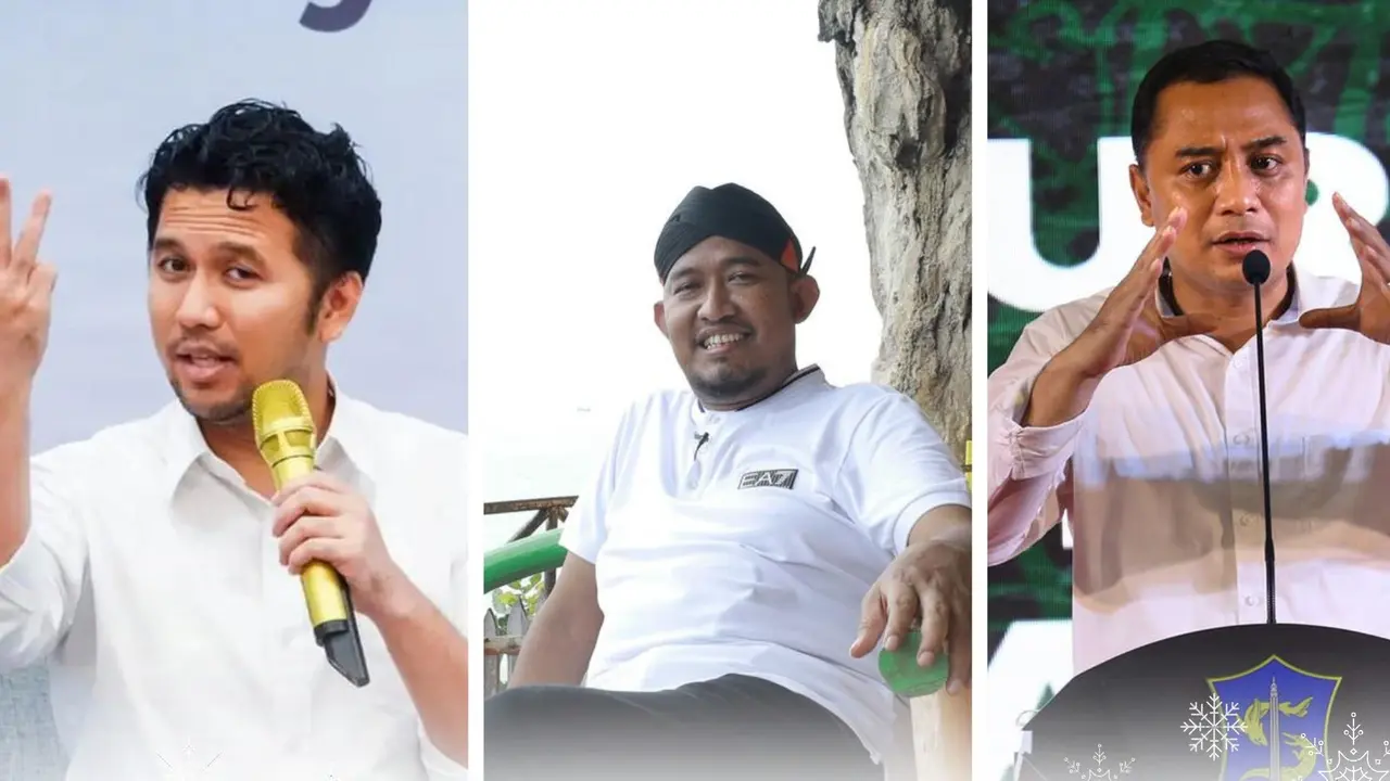 Emil Elestianto Dardak (kiri), Achmad Fauzi (tengah) dan Eri Cahyadi. (Istimewa)