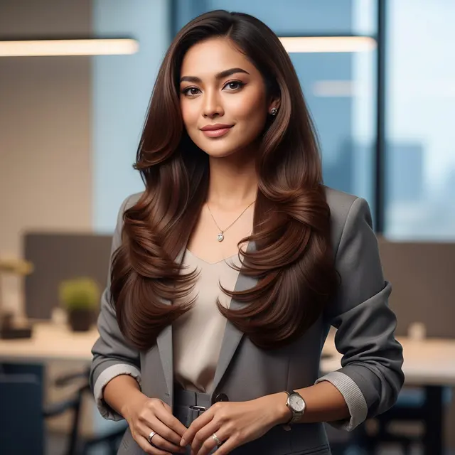 Model Rambut Wanita Atas Pendek Bawah Panjang (Image by Gemini AI)
