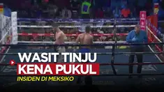 Berita video insiden wasit tinju di Meksiko KO setelah kena pukul seorang petinju di atas ring, Sabtu (2/4/2022).