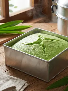 Bolu Kukus Pandan Takaran Sendok Tanpa Telur (Image by Gemini AI)