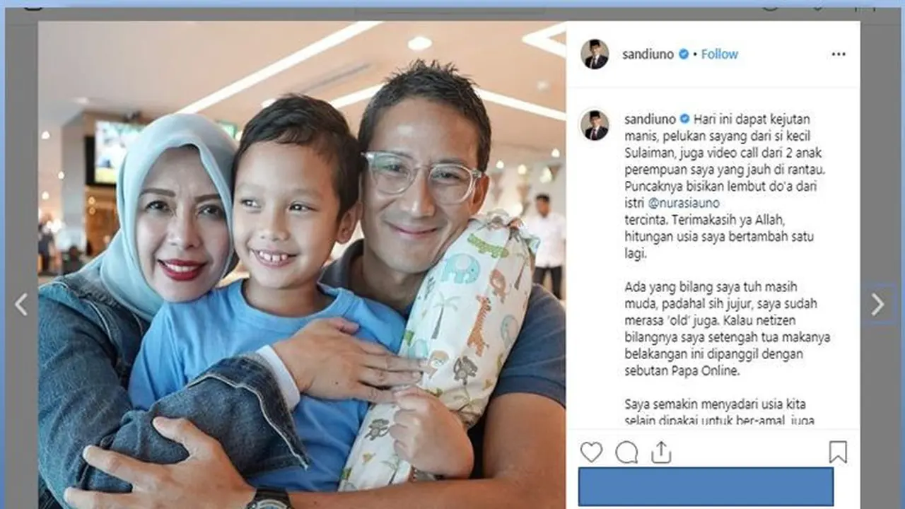Sandiaga Uno berulang tahun ke-50.