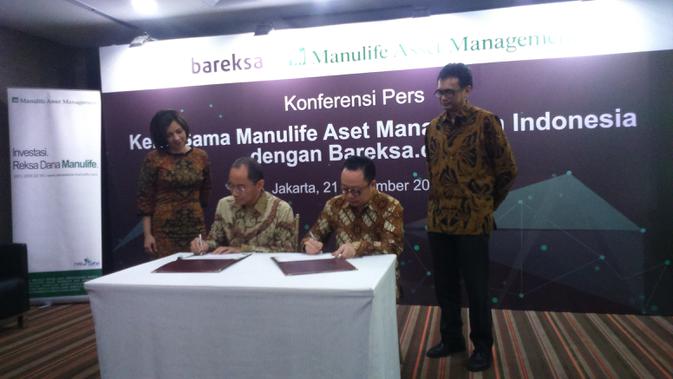 PT Manulife Aset Manajemen Indonesia bekerjasama dengan PT Bareksa Portal Investasi (Bareksa). (liputan6.com/Maulandy)