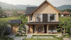 Model Rumah Japandi di Desa dengan Halaman Luas (Foto: AI)