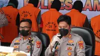 Kapolres Lampung Selatan AKBP Edwin mengungkap pelaku pelemparan bus, dalam konferensi pers, Sabtu (6/8/2022).