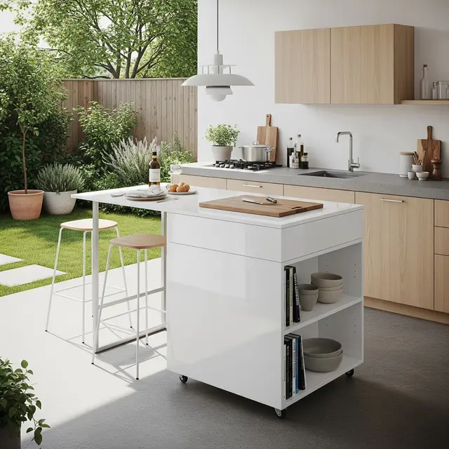 Model Dapur Minimalis di Belakang Rumah (Image by Gemini AI)