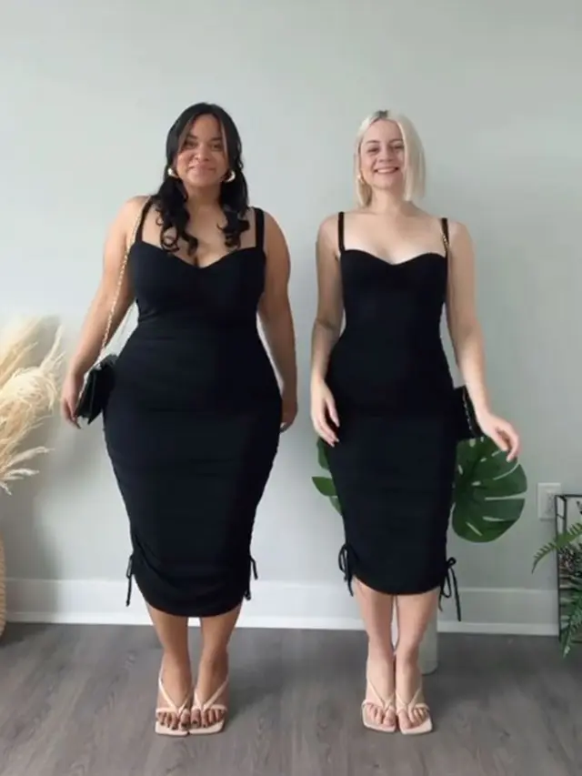 7 Potret Dua Sahabat Tunjukkan Model Baju Sama di Bentuk Tubuh Berbeda, Inspiratif