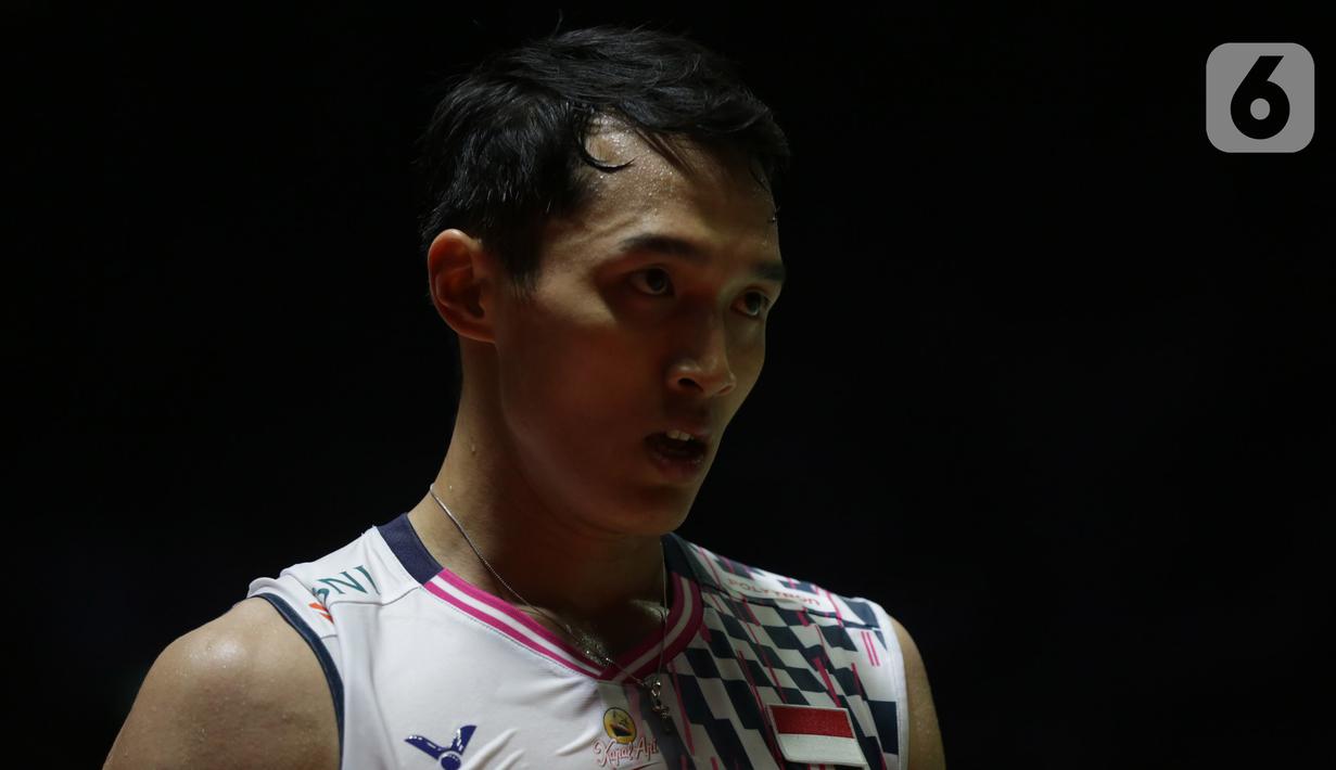 Di game ketiga, Jonatan Christie tampil percaya diri dan menyudahi perlawanan Kenta Nishimoto dengan skor 21-11. (Liputan6.com/Helmi Fithriansyah)