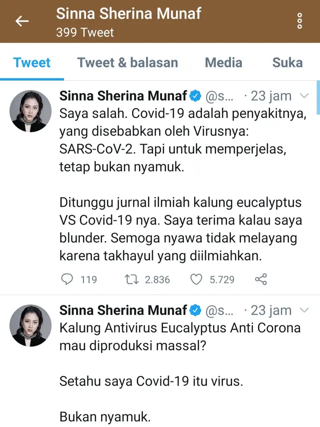 Unggahan Sherina Munaf. (Foto: Dok. Instagram @sherinasinna)