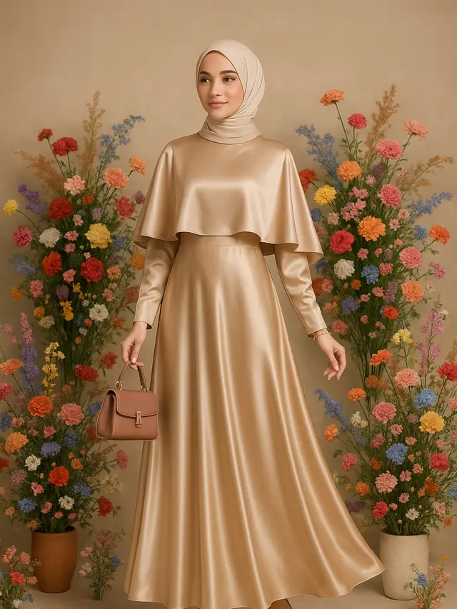 Model Gamis Satin yang Enggak Gampang Kusut