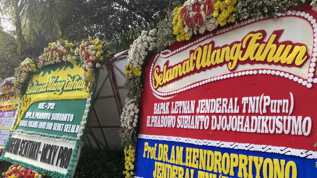 Prabowo Ulang Tahun, Karangan Bunga Membanjiri Kediamannya