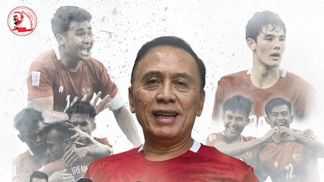 Poster dukungan final AFF 2020 dari Ketum PSSI Iwan Bule.
