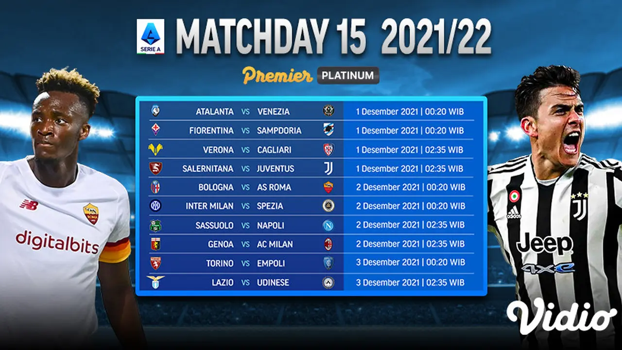 Jadwal dan Link Streaming Liga Italia 2021/2022 Matchday 15 di Vidio, 1-3 Desember 2021