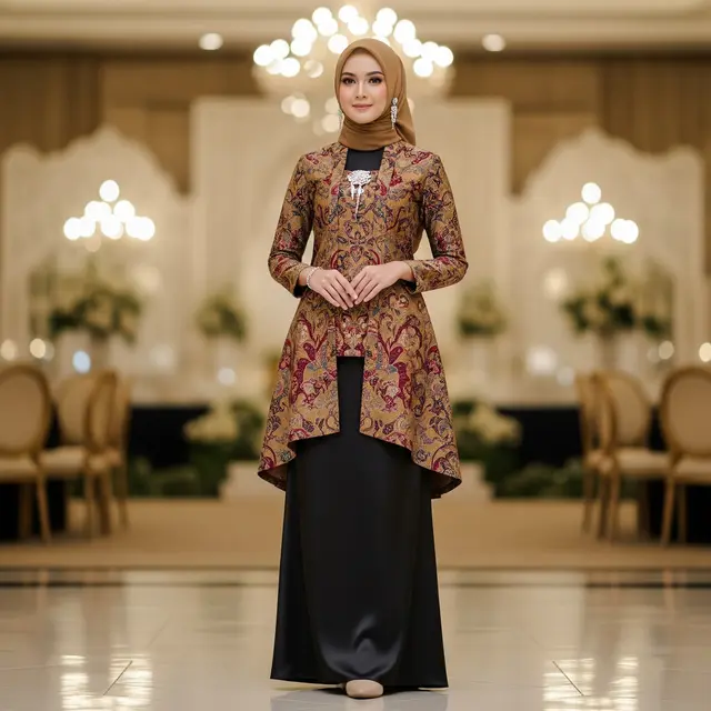9 Model Gamis Batik Kombinasi Polos untuk Acara Kondangan Malam, Elegan dan Modern