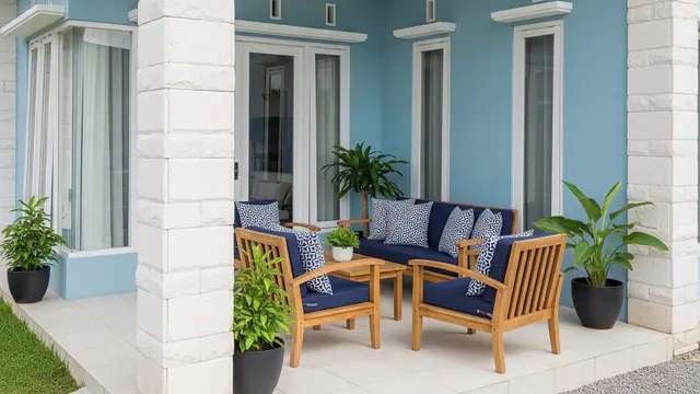 Model Teras Rumah Desa yang Terlihat Modern Hanya dengan Cat dan Batu Alam