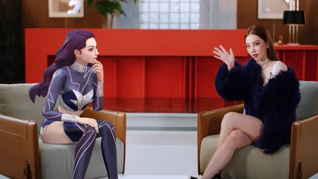 Karina aespa bersama avatarnya. (Tangakapan layar YouTube/ aespa)