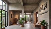 Rumah Industrial dengan Sentuhan Batu Alam dan Kaligrafi/AI